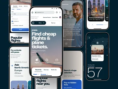 Gosee Landing Page Responsive View app booking branding design flight illustration landing page logo mobile plane responsive ticket tourism travel ui ux web design website