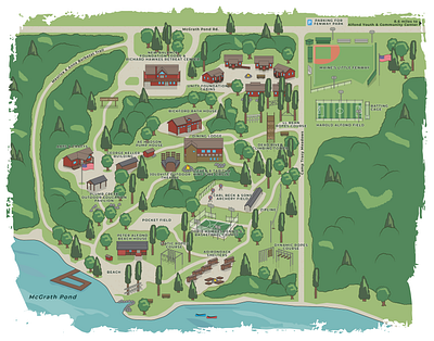 Camp Tracy Map camp map cartography custom map event map illustration map map design map illustration school map summer camp vector map