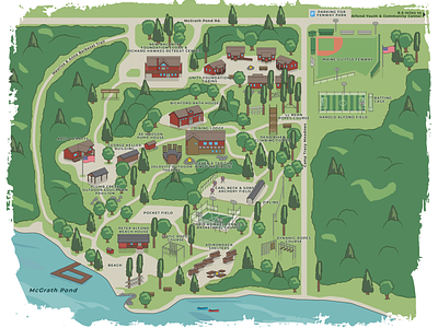 Camp Tracy Map camp map cartography custom map event map illustration map map design map illustration school map summer camp vector map