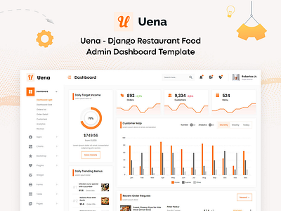 Uena - Django Restaurant Food Admin Dashboard Template animation application branding creative design dribbble graphic design illustration insta post logo mobile template motion graphics product design social media marketing template ui uiux user interface web design website