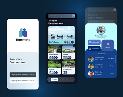 TourMate Mobile App Design UI/UX app design app ui figma mobile app uiux user interface ux design