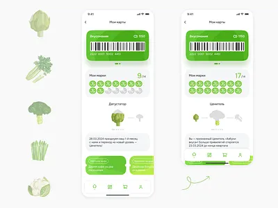 Loyalty program / Азбука вкуса app artichoke bonus cards food loyalty ui