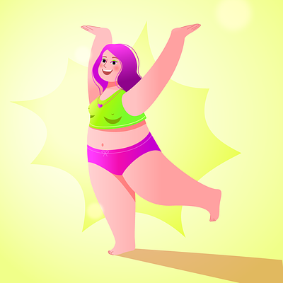 Bodypositive girl bodypositive cartoon character illustration vector