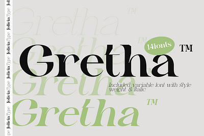 Gretha Family 14 Font Family aesthetic branding typeface bussines display font good type graphic design gretha family 14 font family letter logo type modern font old super family typeface v variable font