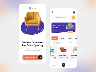 Furni - Furniture Mobile Apps Design app chair clean ecommerce furniture mobileapps picko shopping ui uiuxdesign