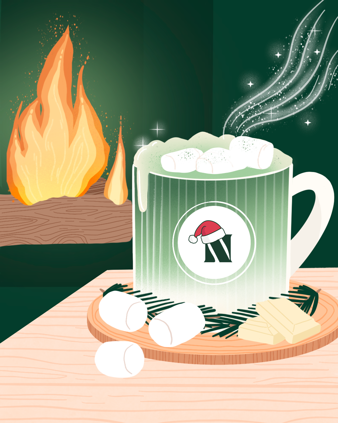 Christmas matcha for Noka Matcha digital art matcha matcha illustration matcha lover noka matcha procreate social media illustration wellness