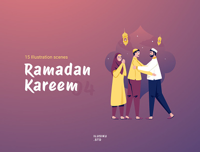 Ramadan Kareem Illustration Set arabic cartoon character design eid flat graphic design greeting illustration islam islamic kareem mubarak muslim ramadan religion tradition ui vector
