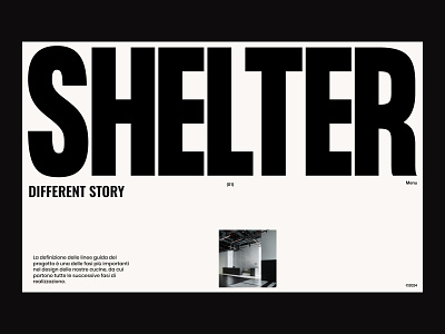 SHELTER Menu footer design header design menu ui design web design