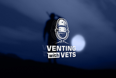 Venting with Vets branding design graphic design helmet soldier illustration logo microphone nimadelavari podcast soldier typography usa vector