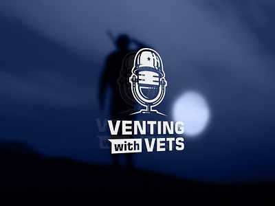 Venting with Vets branding design graphic design helmet soldier illustration logo microphone nimadelavari podcast soldier typography usa vector