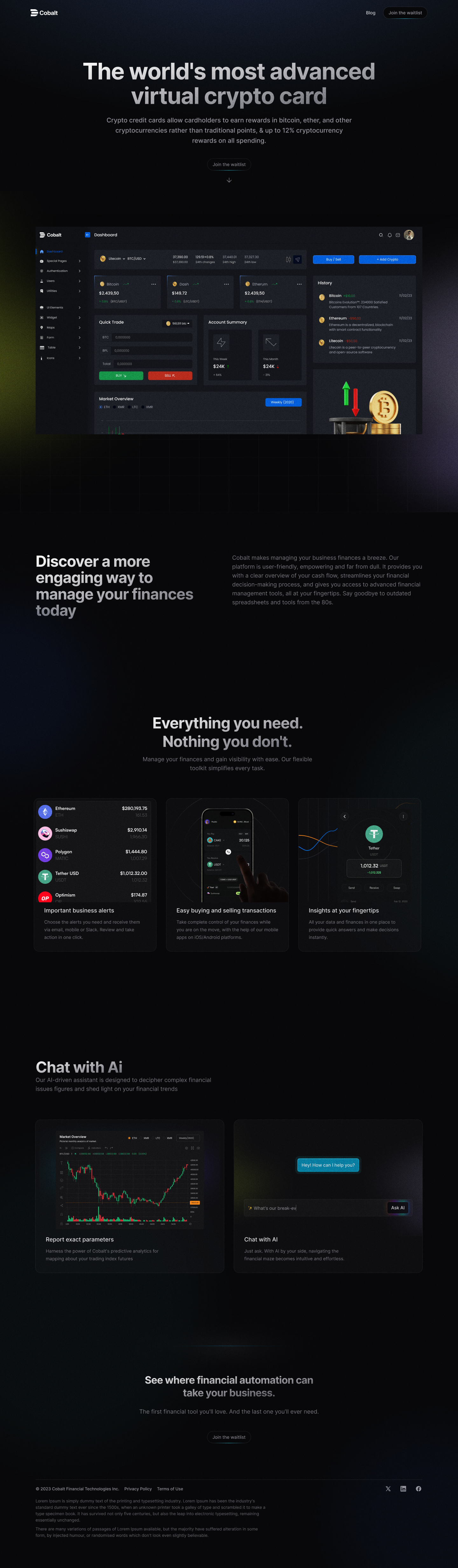 Coin Cobalt figma ui website