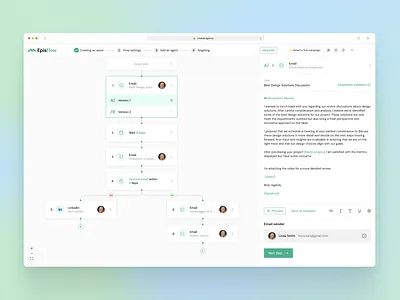 EpisFlow - Platform to create automated email newsletters ab test crm dashboard email email newsletters flow interface lemlist newsletters platform saas target ui ux