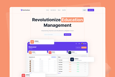 Education Landing Page app components dashboard design design design system graphs design illustration landing lms marketing agency design online learning profile design prototype research responsive school tables tables design web app wireframe