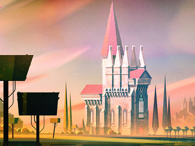 Nimona animation architecture castle city concept art digital fantasy folioart graphic illustration james gilleard landscape scene style frame texture
