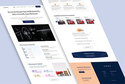 landing page Car Investment Web Application. animation branding ui