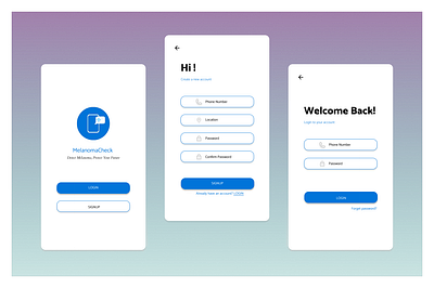 Simple Login & Signup Page health login page logo melanoma check signup page simple interface skin ui