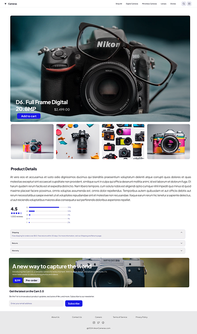 A quickie Webpage design for a camera shop branding figma figmadesign graphic design ui ux