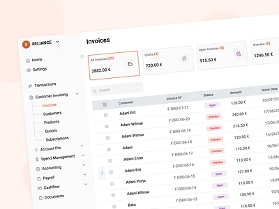 Invoice management web app billing history button design card design dashboard design data security data visualization filters history timeline invoice generation invoice management invoice preview invoice status invoice tracking pagination ui payment tracker sidebar navigation tabs design