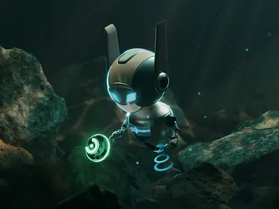 Robot • 3D Illustration • Blender 3d 3d art 3d character 3d illustration b3d blender blender3d crypto illustration nft ocean robot scifi water