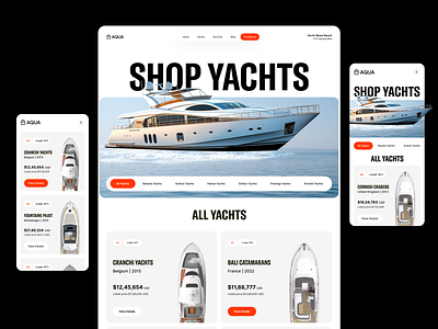Aqua Yacht Website Design boats design design studio interface landing page orix sailing service ui ux water sports web web design web layout webdesign website yachting yachts