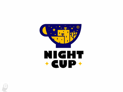NIGHT CUP cup illustration minimalism moon night