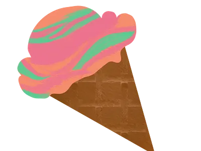 Ice Cream Scoop on a Waffle Cone ~ 6Vs caramel chocolate dessert food green ice cream illustrations kids multiple versions orange pink pistachio rainbow sherbet simple design strawberry sugary food sweet food sweets vanilla waffle cone