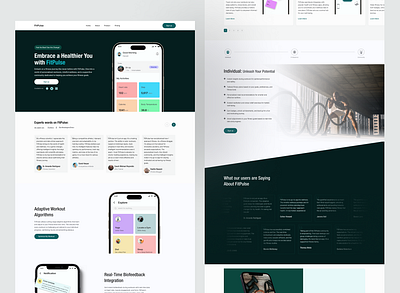 Fitness monitoring app Landing page design + Mobile app benefits design fitness gym hero section landing page mobile app product design progressive tracker testimonials ui ux