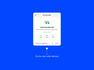 UI Card for Providing Tip to delivery man app design ecommerce figma food delivery food delivery app mobile app ui ui design ui kit uiux ux ux design