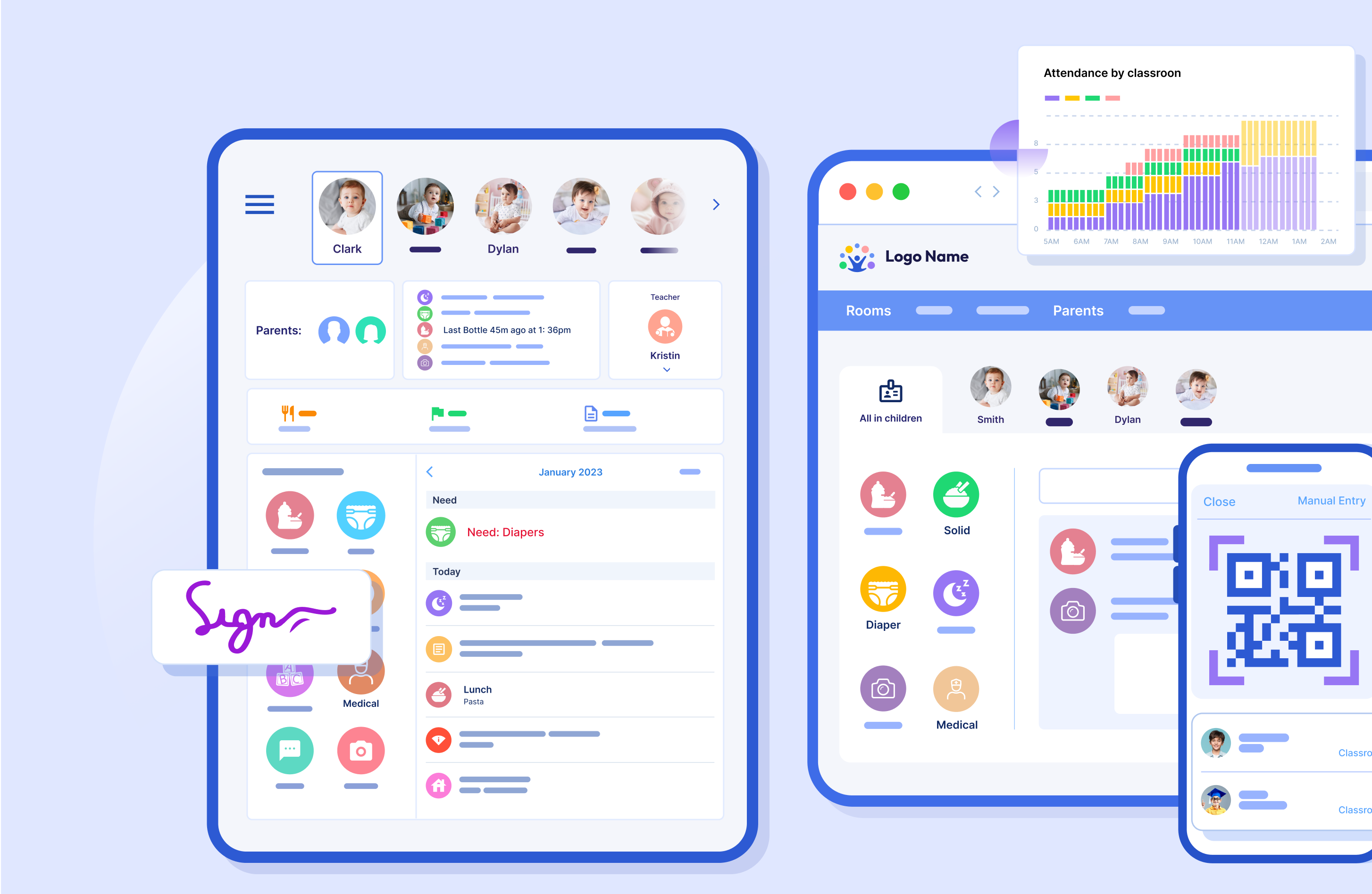 Childcare Center Dashboard illustration(Vol-1) application illustration branding concept art digital illustration flat flat illustration illustration marketing marketing illustration modern illustration promotion illustration saas illustration saas visual software illustration sopt illustration svg illustration vector art web assets website assets
