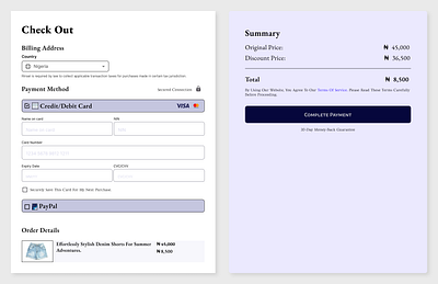 Checkout Billing Page checkout ui ux webdesign