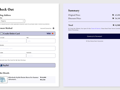 Checkout Billing Page checkout ui ux webdesign