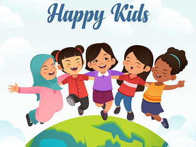 Happy Kids Illustration animation branding children childrens day flat flyer graphic design happy illustration poster