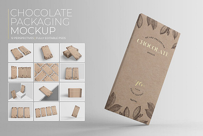 Chocolate Packaging Mockup cardboard chocolate chocolate bar mockup chocolate packaging mockup editable foil foil stamping isolated mock up box mockup mockup mock up packaging paper promo realistic shadows smart objects stack