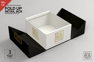 Fold Up Retail Box Packaging Mockup box cardboard fold silver gift gold package luxury package packaging retail rigid shopping