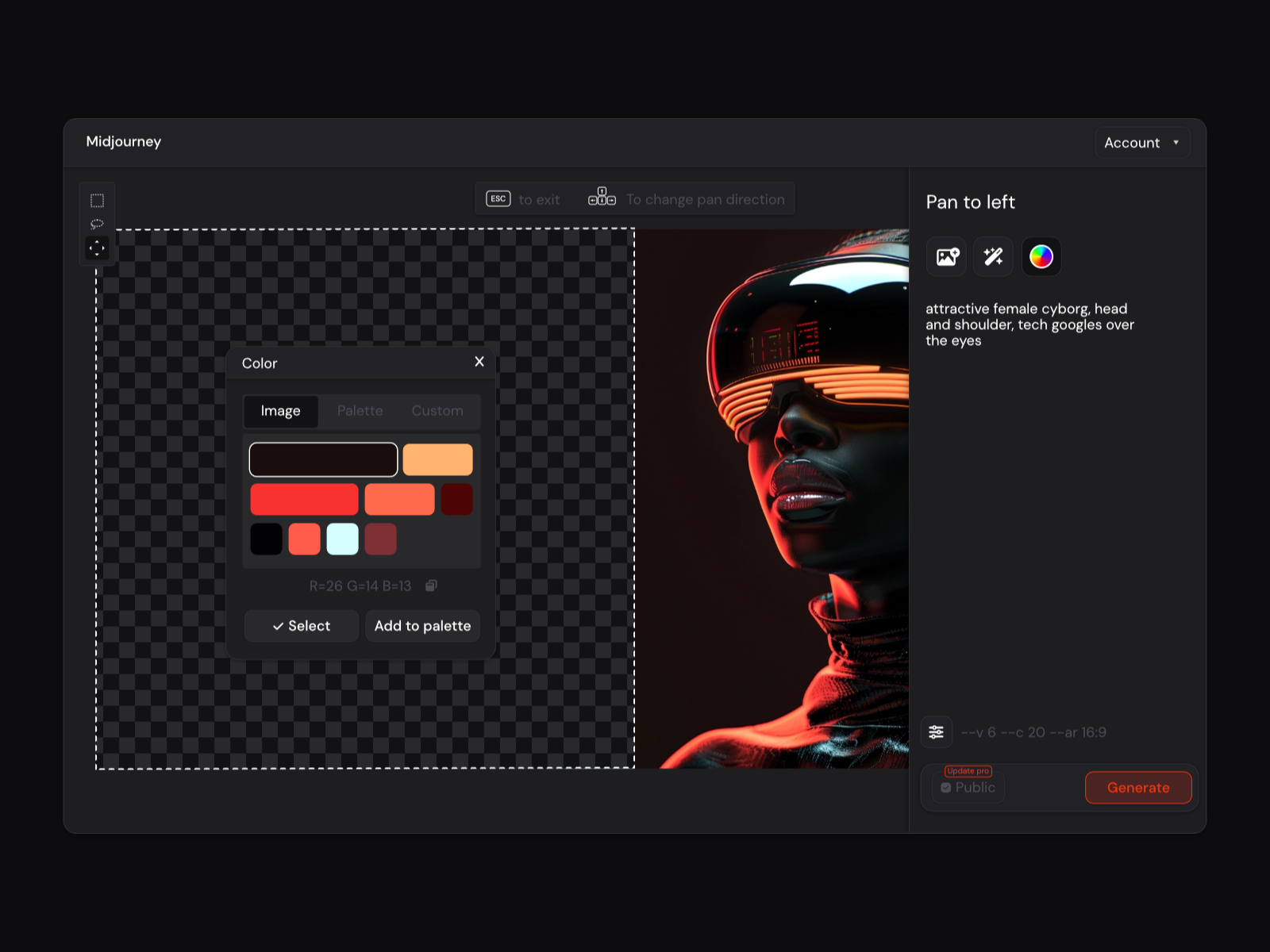 Midjourney concept App - Pan ai app color concept midjourney picker redesign ui