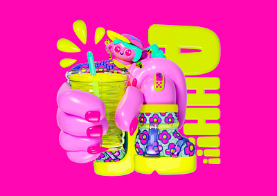 I LOVE DRINKS 3d blender character design design fashion graphic design illustration