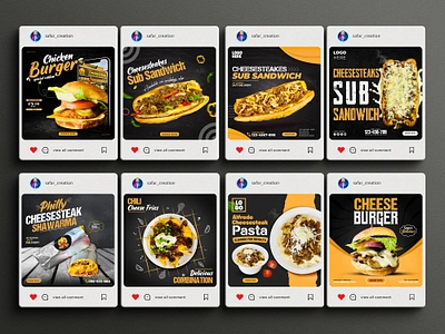 Black & Yellow Instagram Post Design advertising banner branding cover design flyer food food design food promotion graphic design illustration instagram instagram post poster