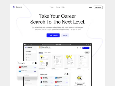 Website Design branding clean design header hero illustration landing page landing page design product design resume resume builder typography ui ui ux user experience ux web ui website website design website header