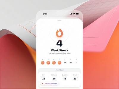 Streak & Insights analytics app calendar clean daily ui dashboard design ios minimal streaks ui widget