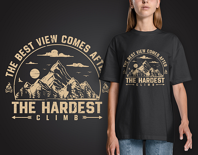 OUTDOOR MOUNTAIN VINTAGE T-SHIRT DESIGN adventure adventure lover climbing clothing clouds fashion graphic design hike hiking t shirt design illustration mountain mountain t shirt design nature outdoor outdoor advertising outdoor hiking outdoor living outdoors sunset travel
