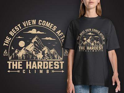 OUTDOOR MOUNTAIN VINTAGE T-SHIRT DESIGN adventure adventure lover climbing clothing clouds fashion graphic design hike hiking t shirt design illustration mountain mountain t shirt design nature outdoor outdoor advertising outdoor hiking outdoor living outdoors sunset travel