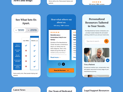 Asbestos.com Mobile Homepage animation blue branding cancer doctor figma graphic design lawyer legal medical mesothelioma mobile patient responsive ui ux website wireframe