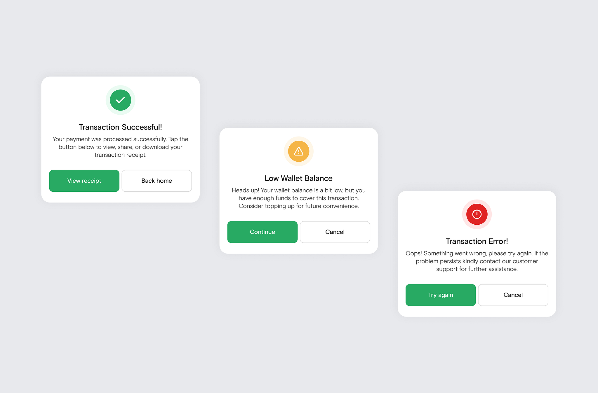 Transaction Feedback Modals by Favour Momoh on Dribbble