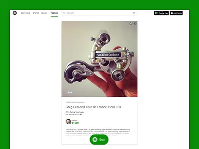 Sprocket Web Sold Listing State active available bicycle bike buttons context controls deactivated edit exchange listing marketplace material part sold sprocket states tag ux website