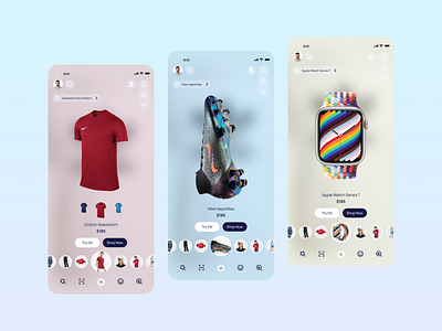 Augmented Reality Ecommerce App Design @ Flagship app design apple ar arvr augmented reality ecommerce figma mobile mobile app nike product product design shopping ui uiux ux