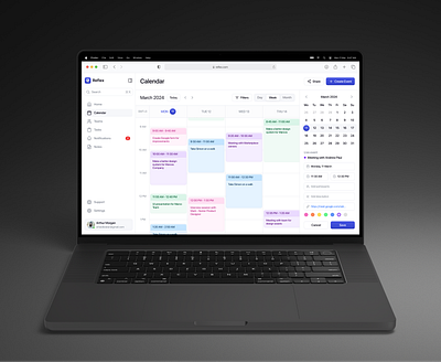 Reflex // Calendar dashboard admin panel calendar crm crm platform dashboard meeting planner planning project management saas saas dashboard saas platform schedule sidebar timetable ui ui design uxui design web design