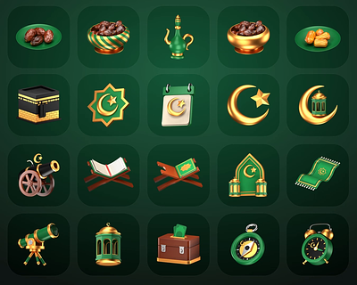 Ramadan 3D Icon Pack 3d 3d illustration animation branding design icon iconpack illustration motion graphics pack ramadan kareem ui