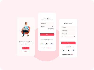 Simple Landing Page, Sign in and sign up page samples graphic design ui