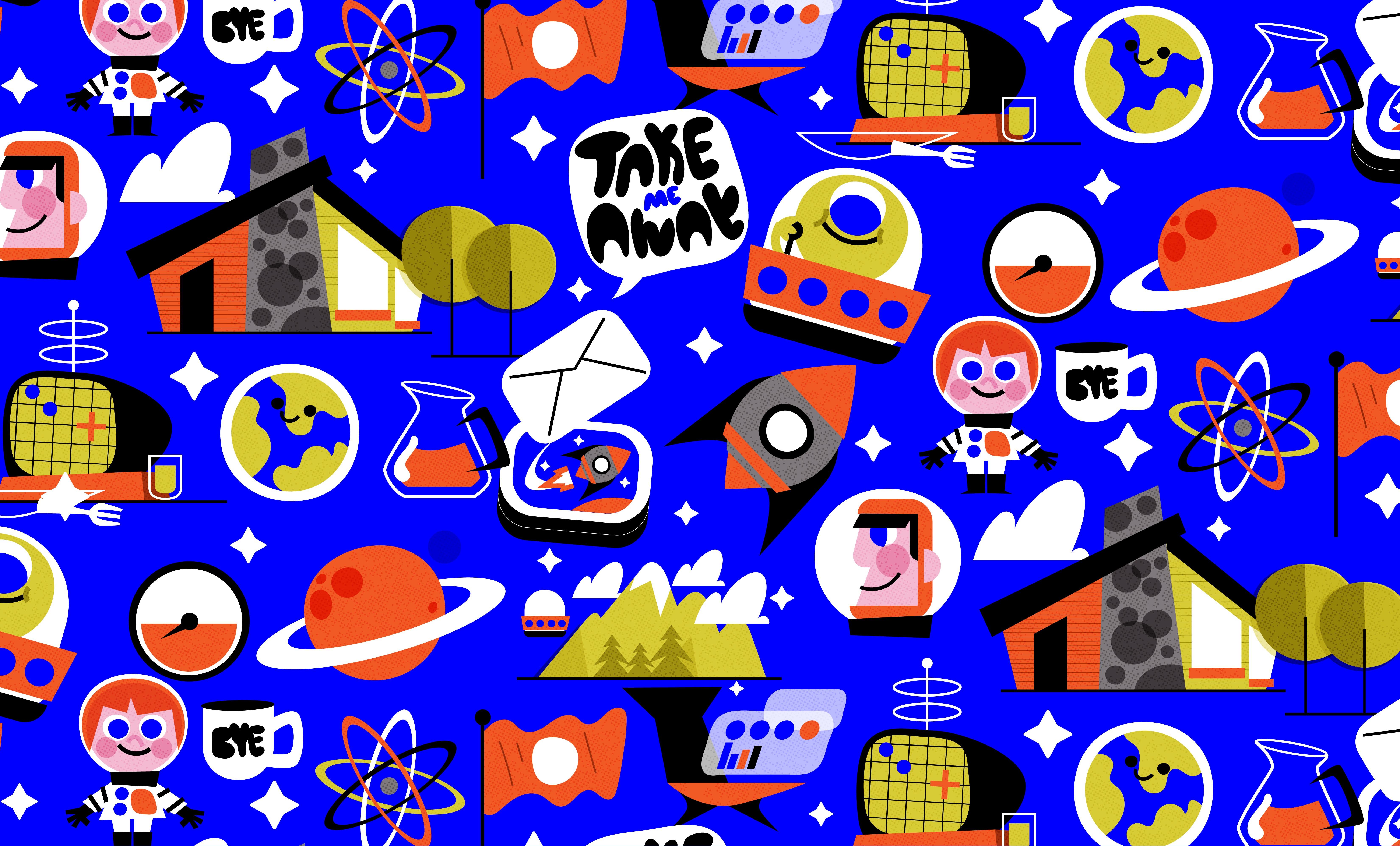 The Future alien art branding cartoon characterdesign children cute doodle future graphic design illustration kawaii kids pattern pop retro set space vectorart vintage