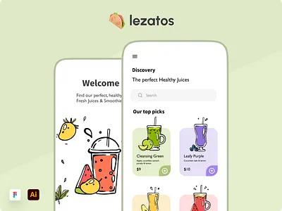 Lezatos Food Mobile App food app mobile app modern app ui ux